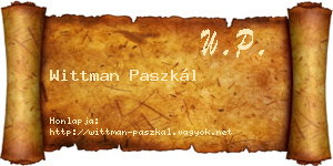 Wittman Paszkál névjegykártya
